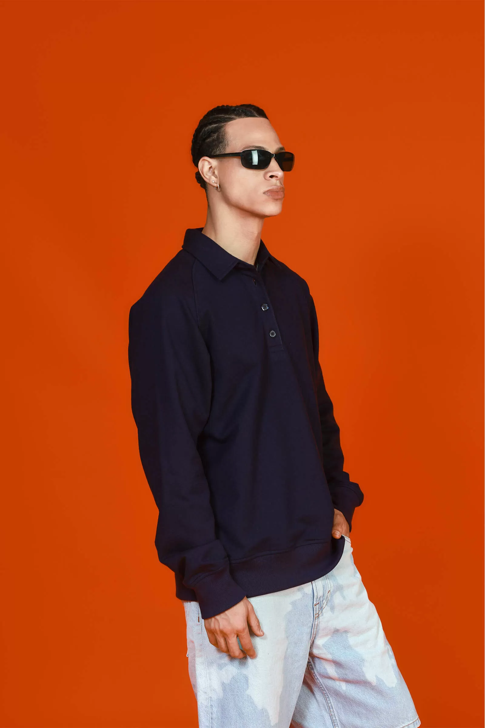 Navy Blue Polo Sweatshirt