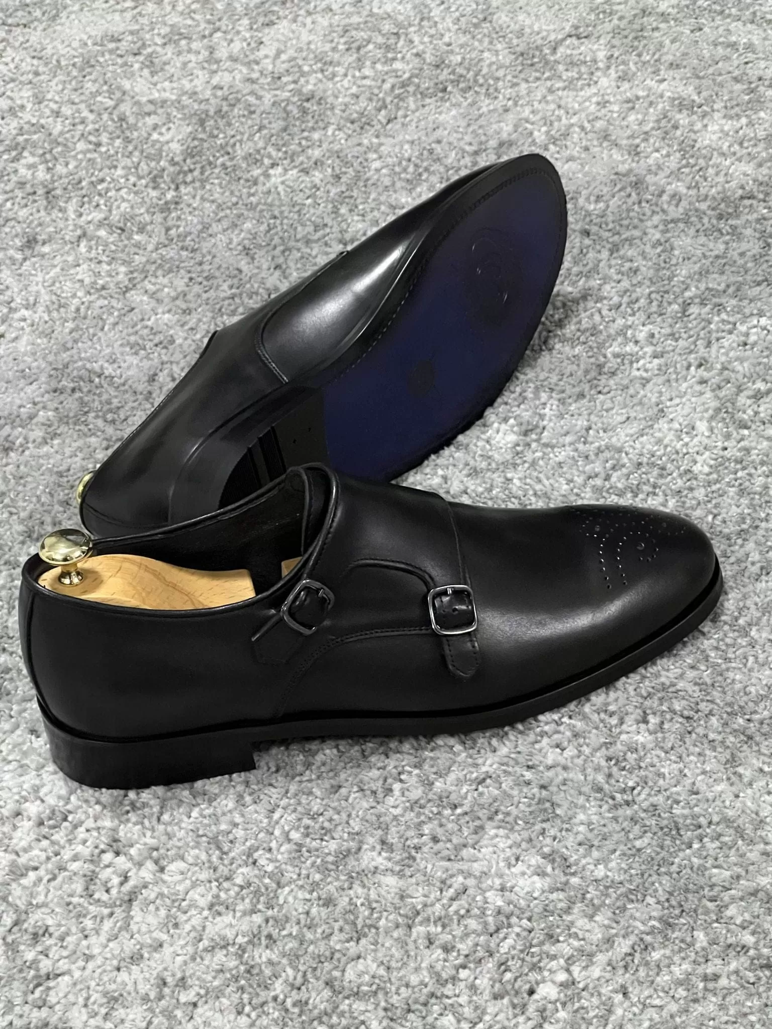 Neo Lite Sole Double Monk Strap Black Shoes