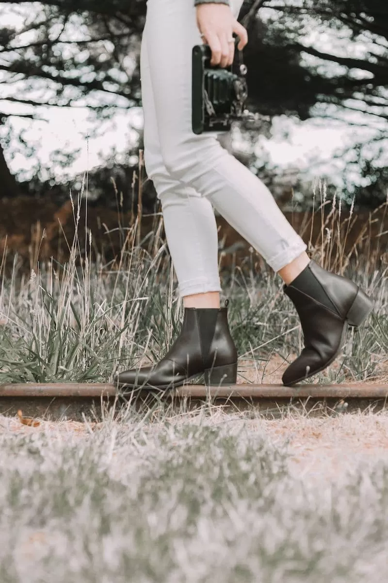 'Nerrie' vegan-leather Chelsea bootie by Zette Shoes - black