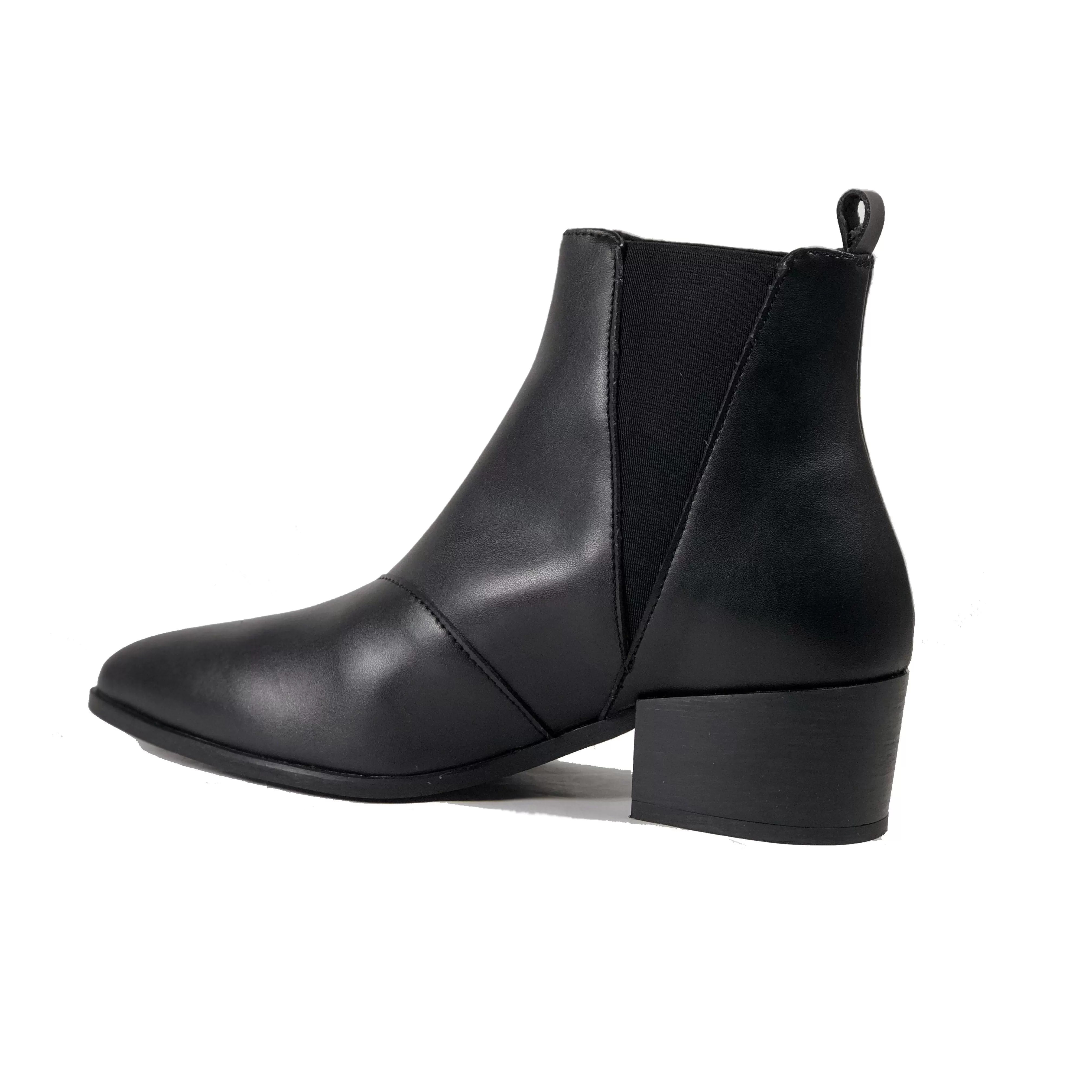 'Nerrie' vegan-leather Chelsea bootie by Zette Shoes - black