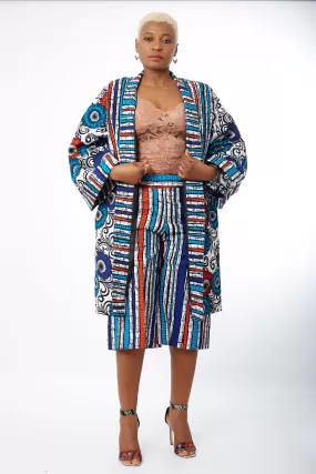 New in African Print Midi Kimono Jacket - Osonari