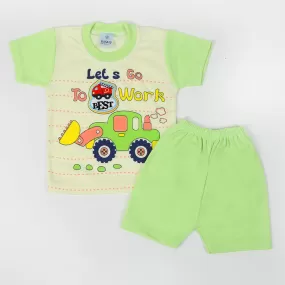 Newborn Boy Half Sleeves Suit - Light Green