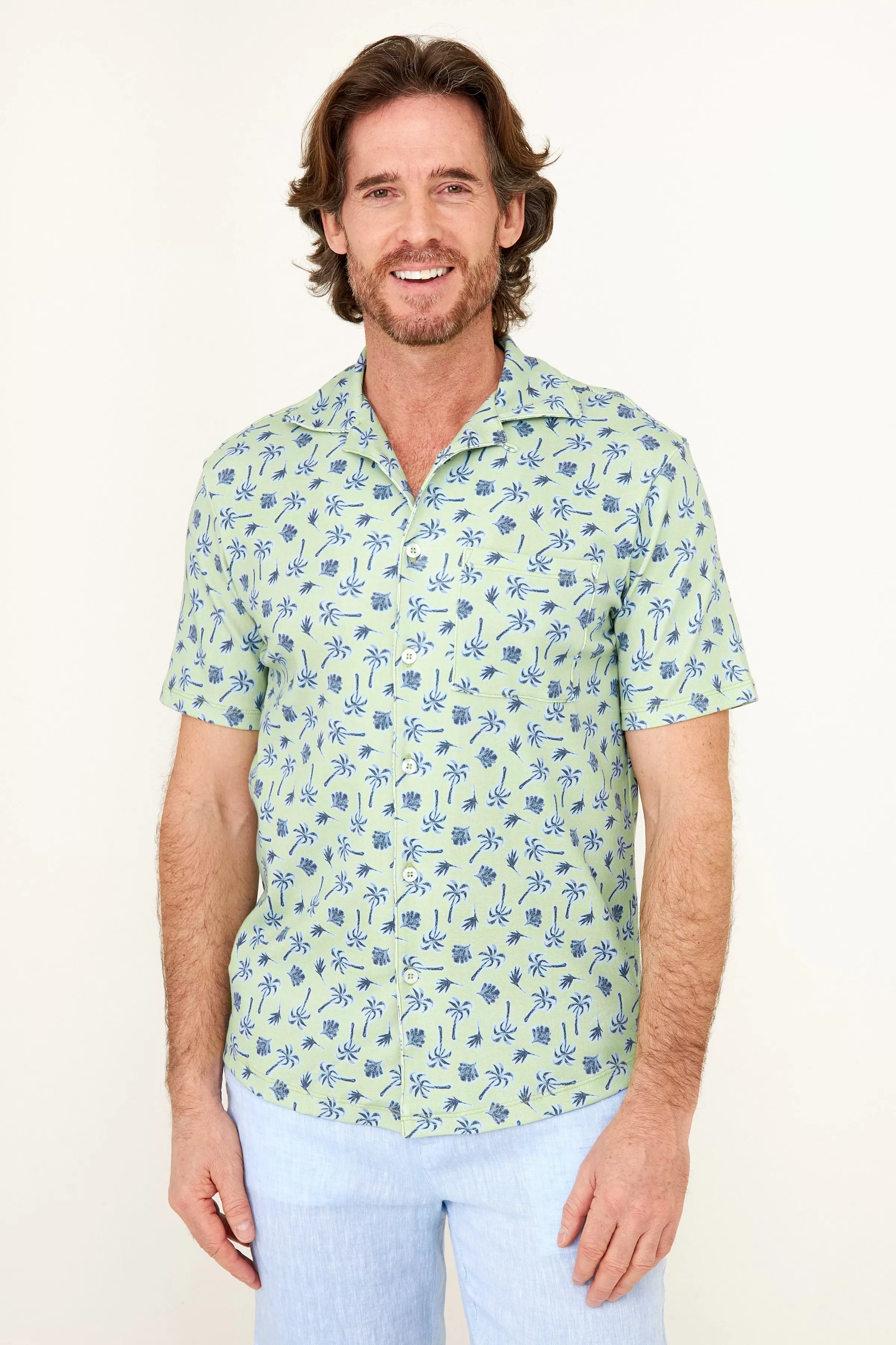 Nico Camp Shirt - Crazy Palm Print