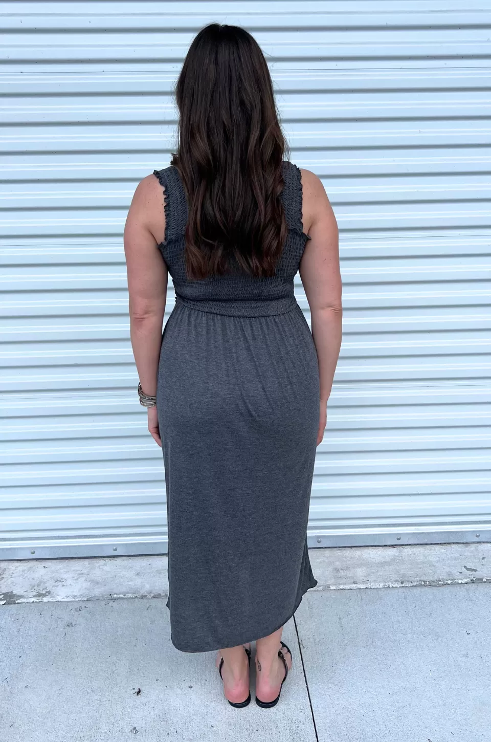 Nursing Midi Dress - Smocked Gray