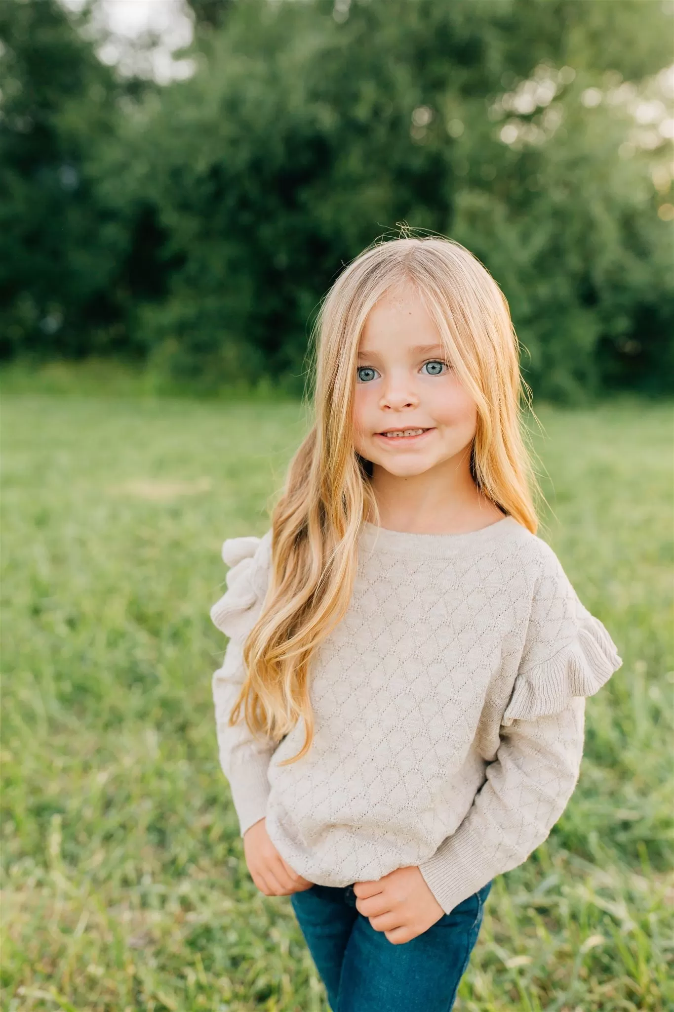 Oatmeal Knit Ruffle Sweater