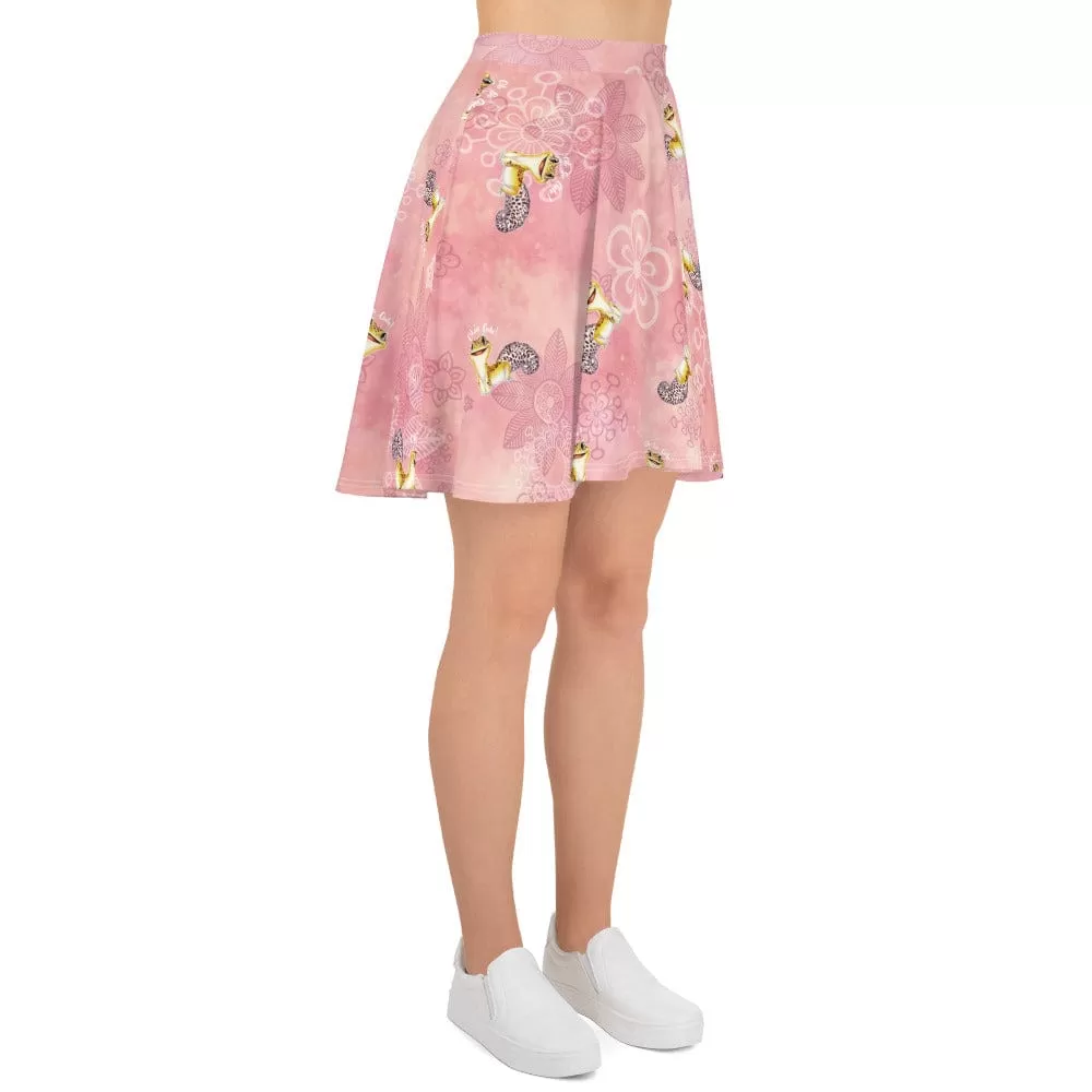 Oh so Cute Leopard Gecko Skater Skirt, Cute Reptile Lizard Bottom