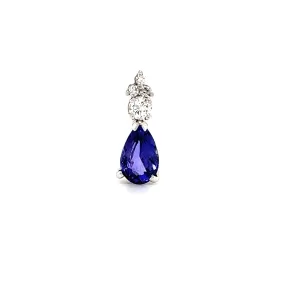 Pear Tanzanite Pendant with Four Diamonds in Platinum and 14K White Gold