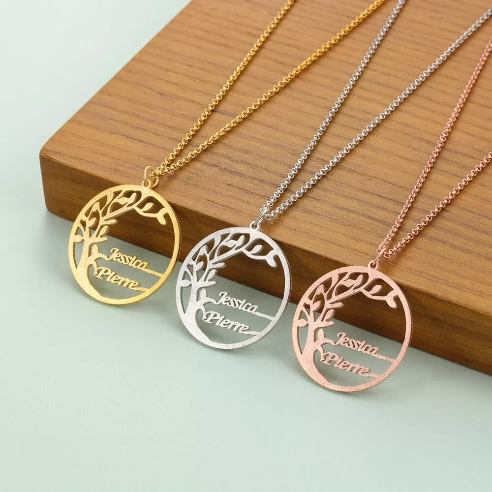 Personalized 2 Names Tree of Life Necklace