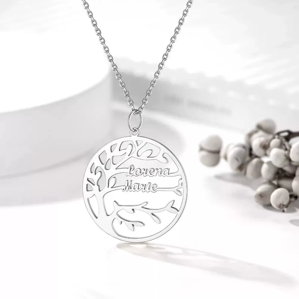 Personalized 2 Names Tree of Life Necklace