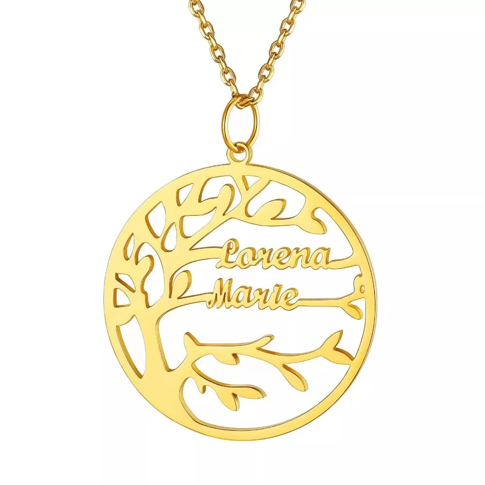 Personalized 2 Names Tree of Life Necklace