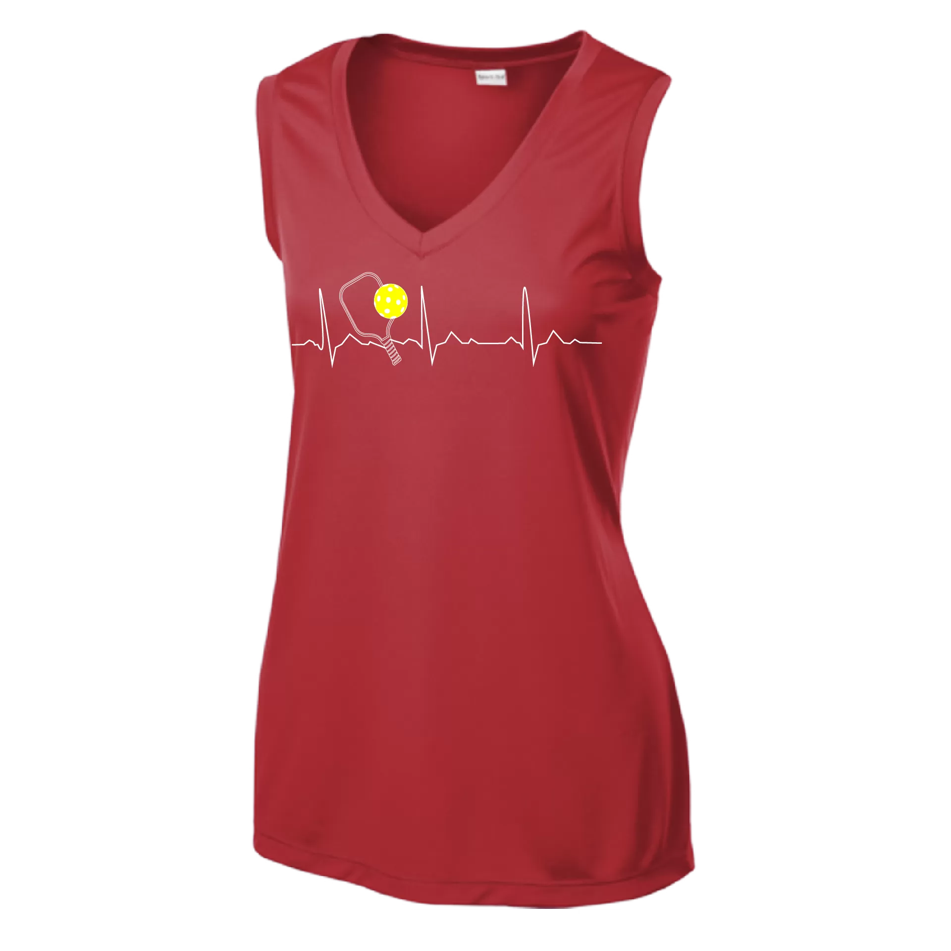 Pickleball Heartbeat EKG | Women’s Sleeveless Athletic Shirt | 100% Polyester