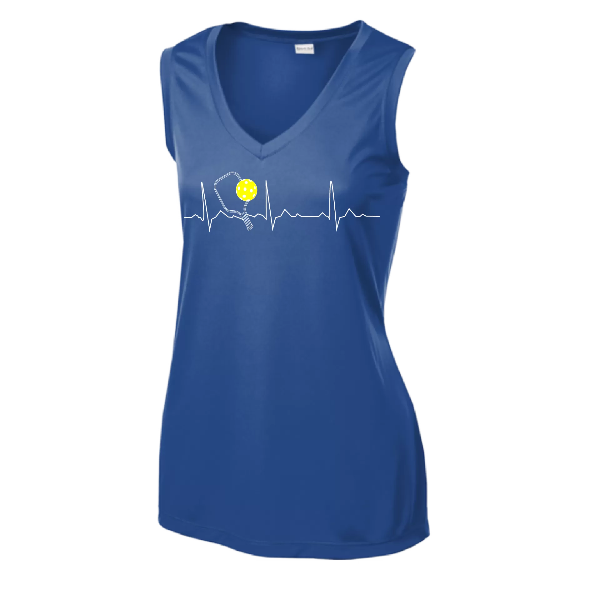 Pickleball Heartbeat EKG | Women’s Sleeveless Athletic Shirt | 100% Polyester