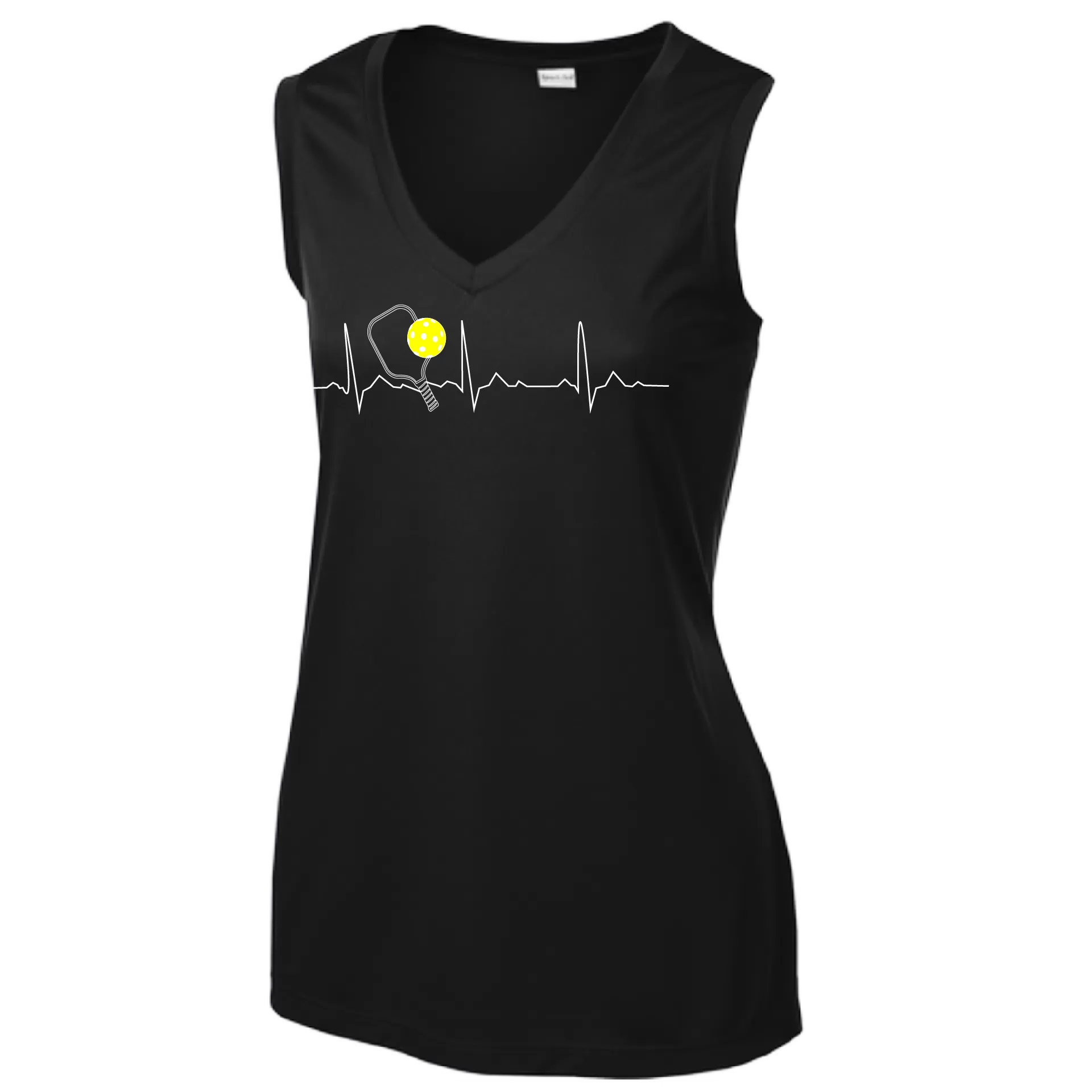 Pickleball Heartbeat EKG | Women’s Sleeveless Athletic Shirt | 100% Polyester