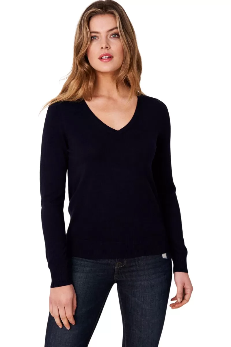 Repeat Cashmere Fine Knit Vneck Cotton Pullover