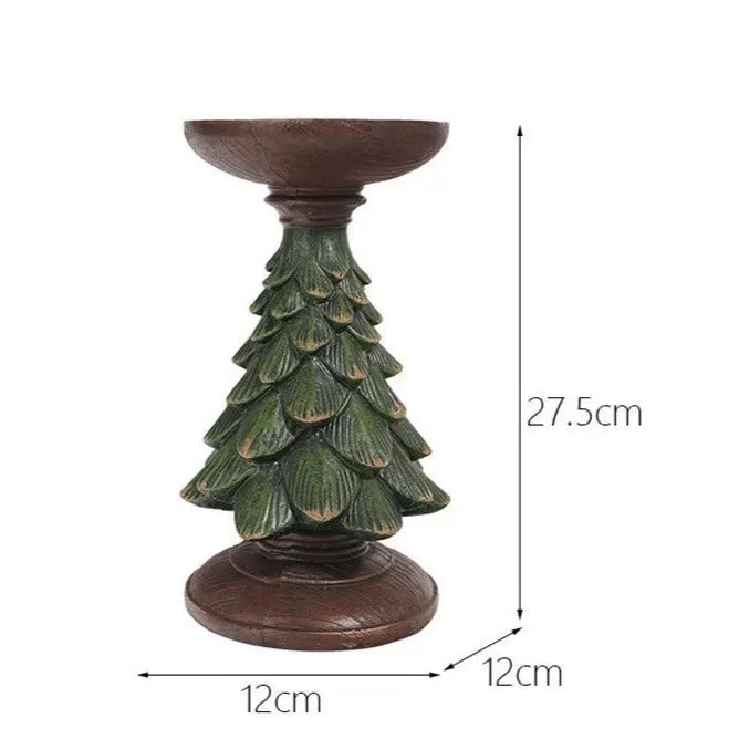 Resin Wooden Christmas Tree Candle Holder