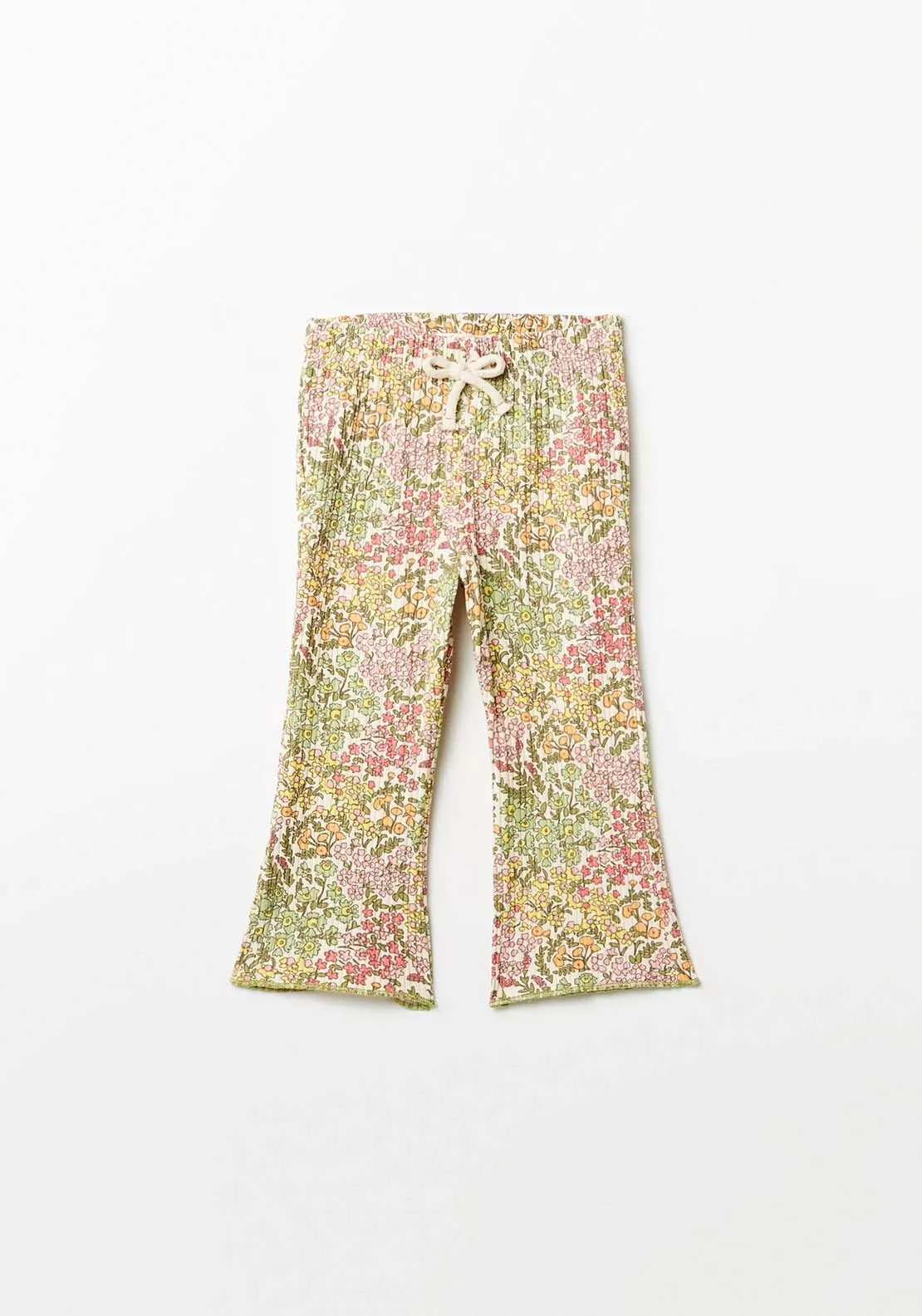 Rib Legging Flowers - Beige