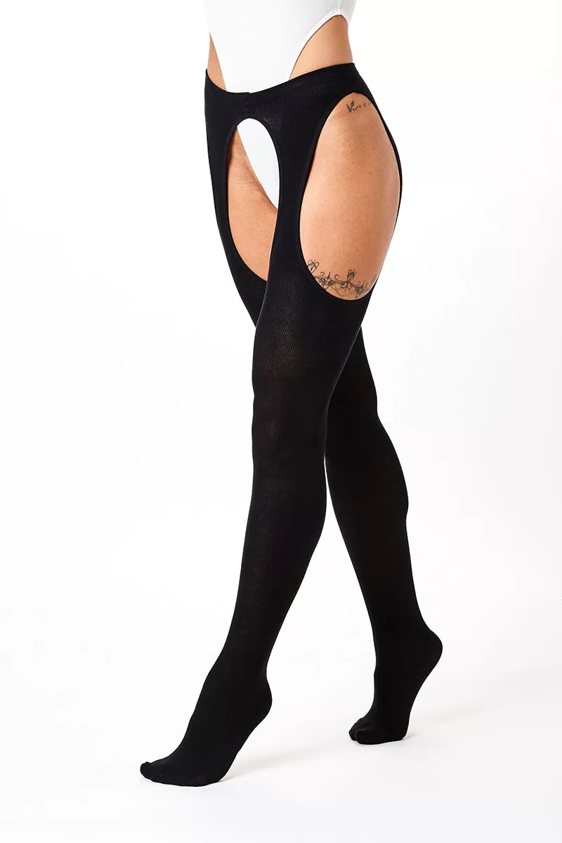 Rolling Peek-a-boo Tights - Black (3 Sizes Available)