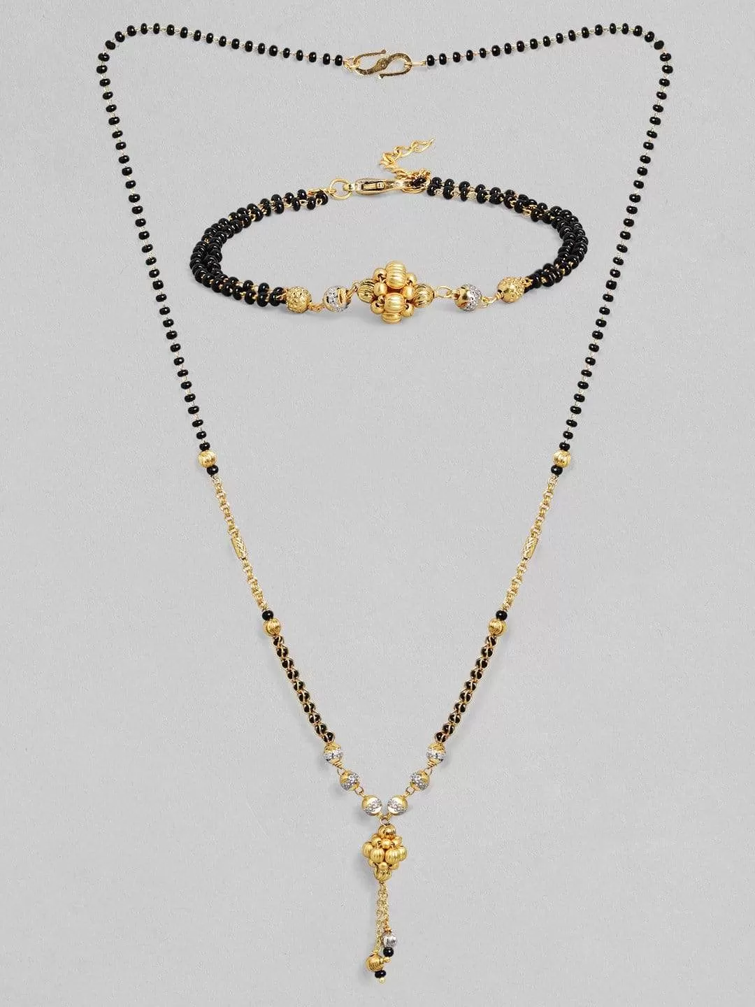 Rubans Gold Plated Bead Pendant Hand and Neck Mangalsutra