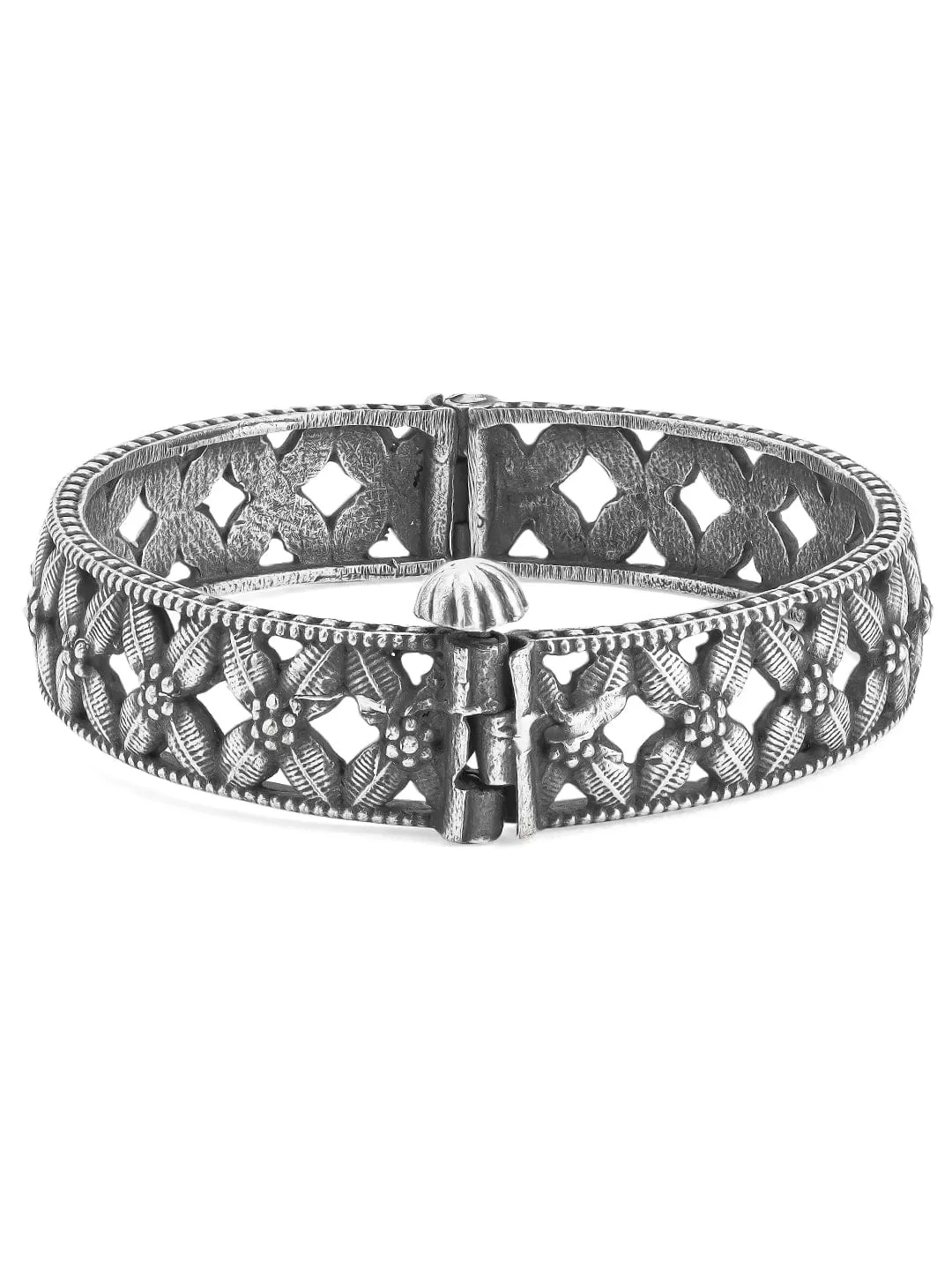 Rubans Oxidised Silver Floral Bracelet.