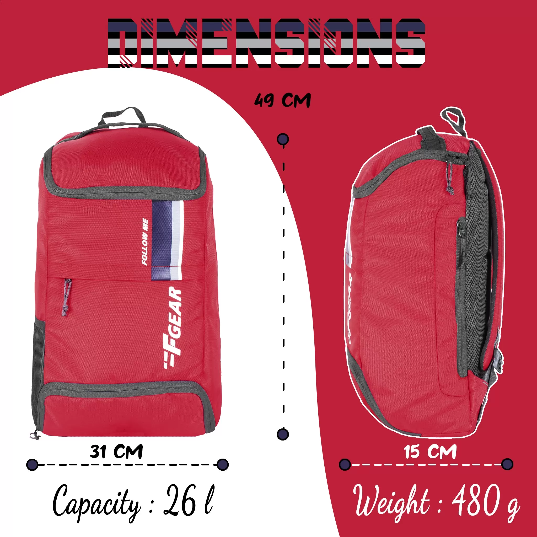 Rudolf 26L Red Backpack