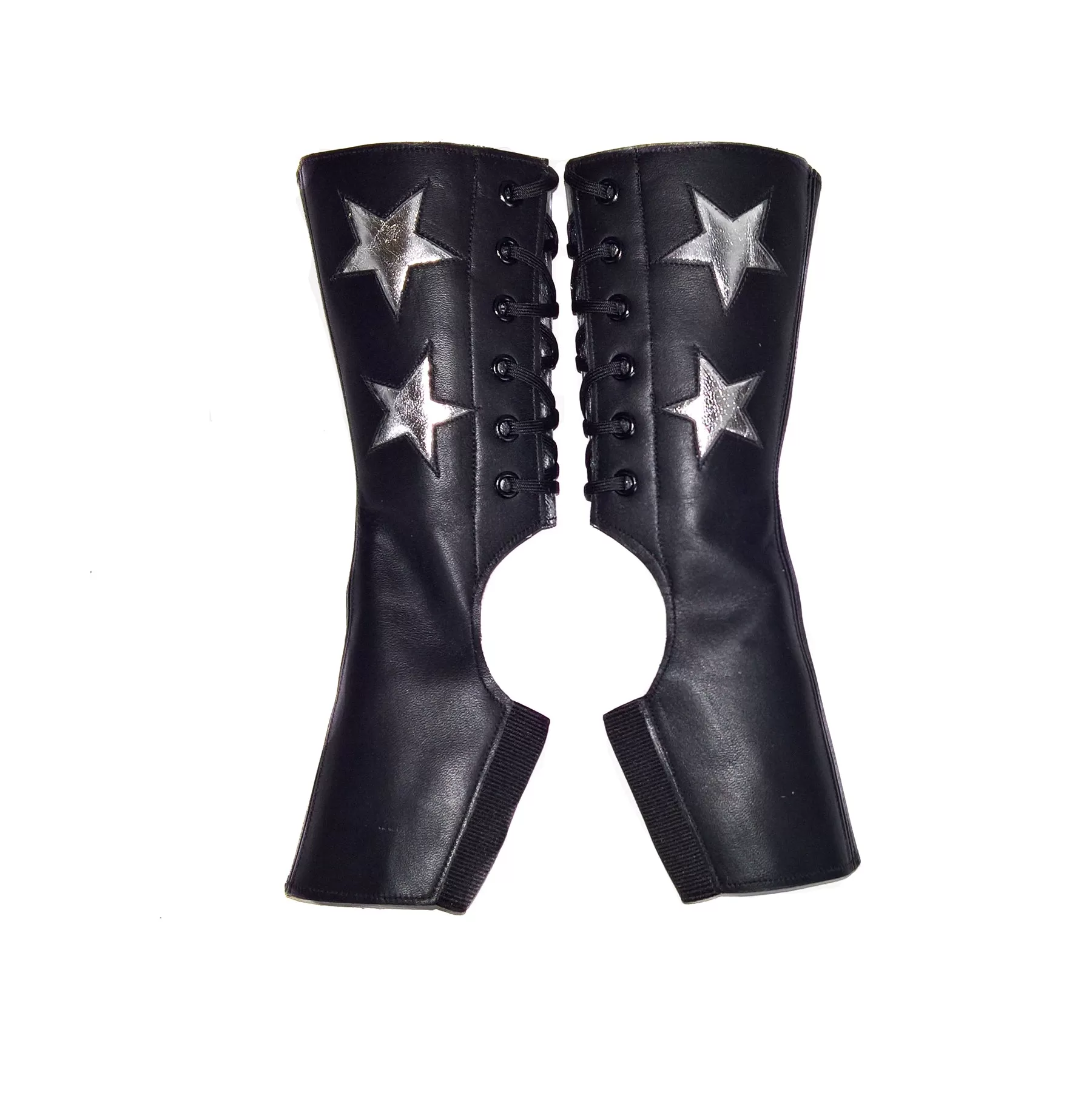 SHORT Black Aerial boots w/ 2 Silver Stars   back