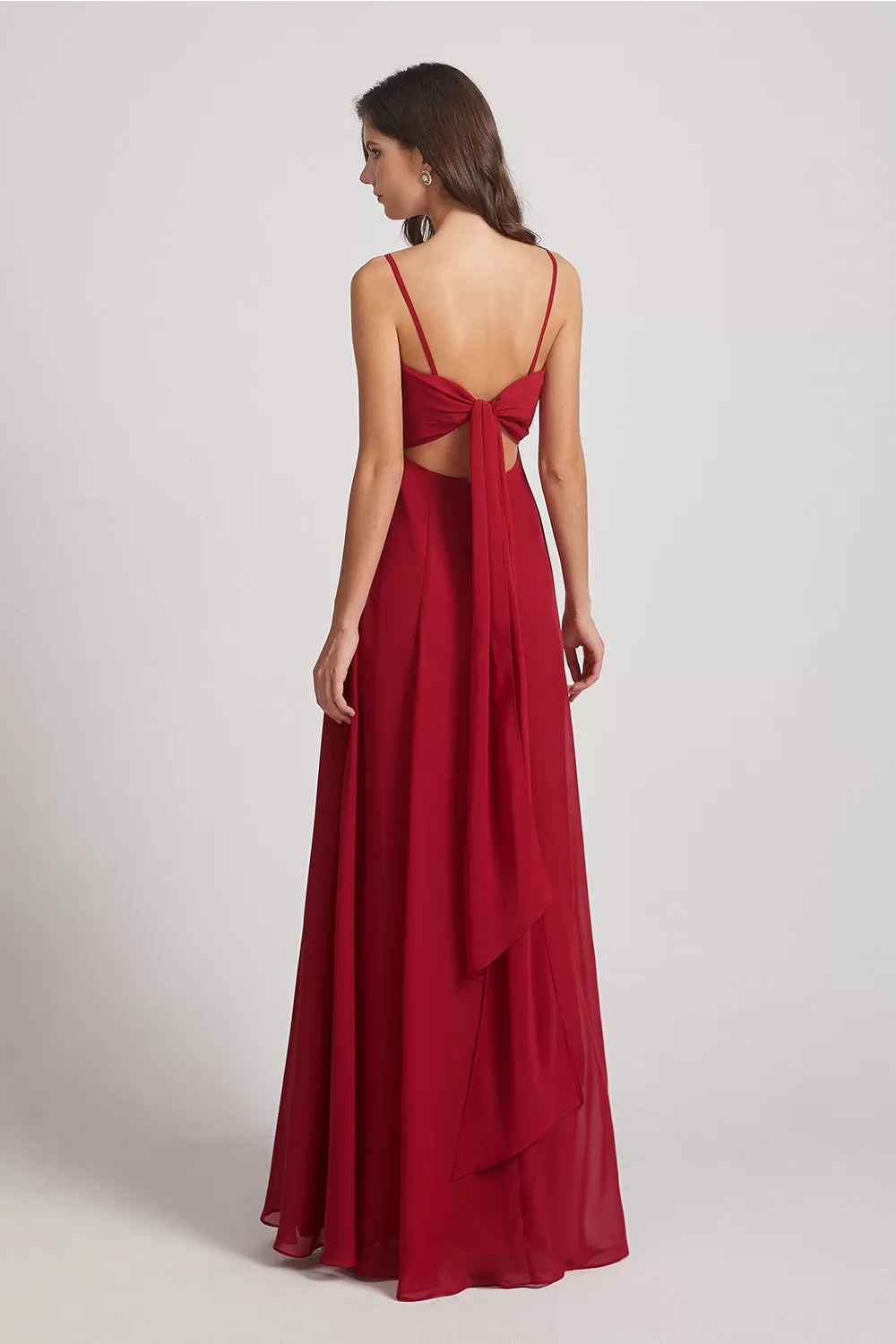 Spaghetti Straps Long Chiffon Bridesmaid Dresses with Side Slit (AF0112)