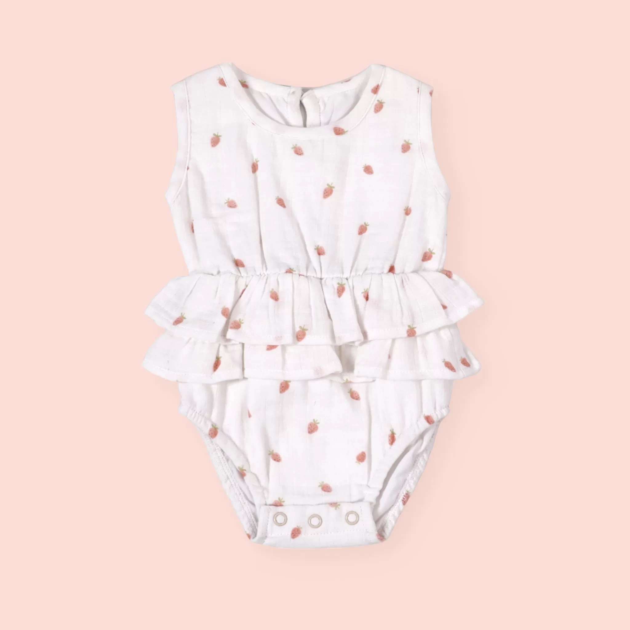 Strawberry 2-Tier Ruffle Baby Romper (Organic Muslin)