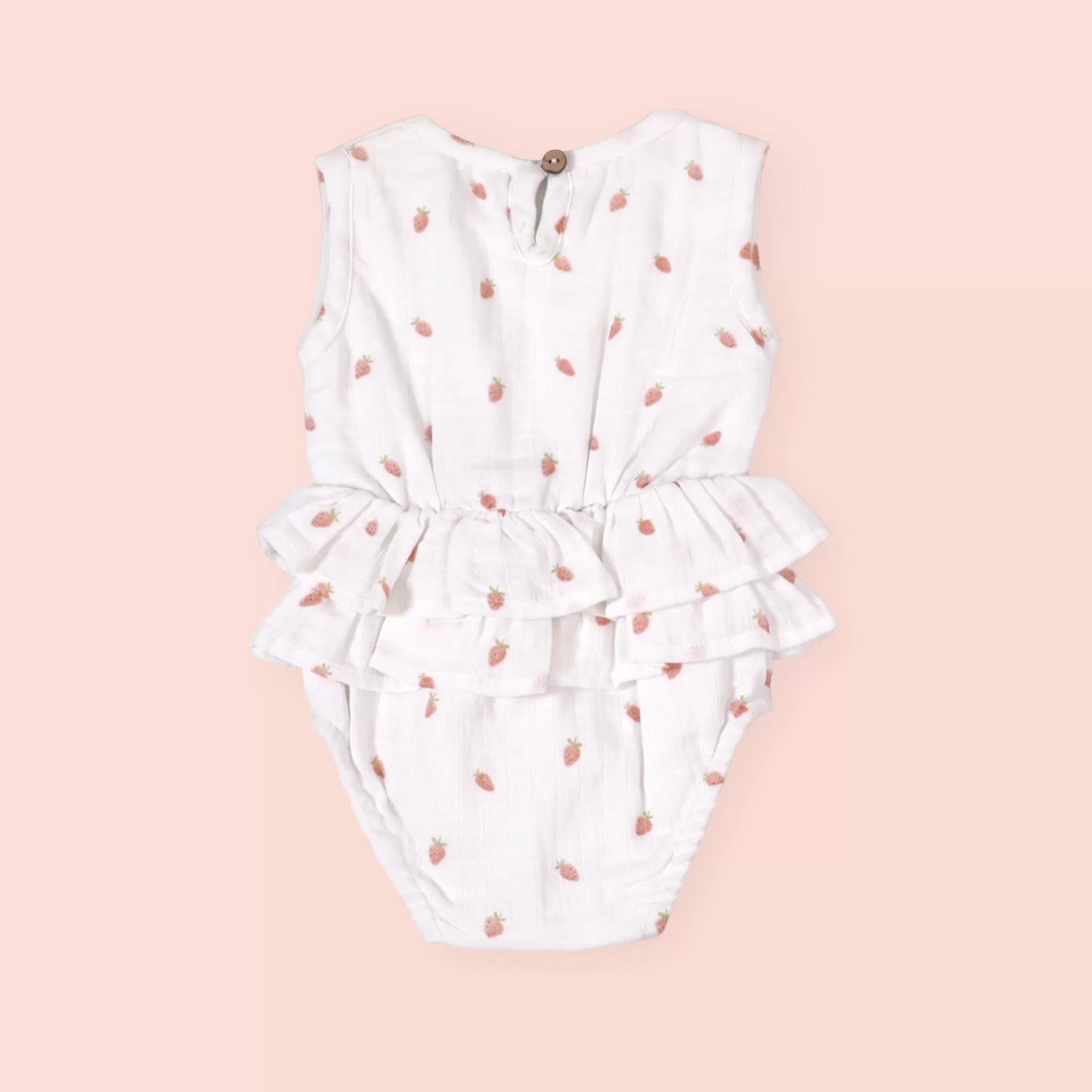 Strawberry 2-Tier Ruffle Baby Romper (Organic Muslin)