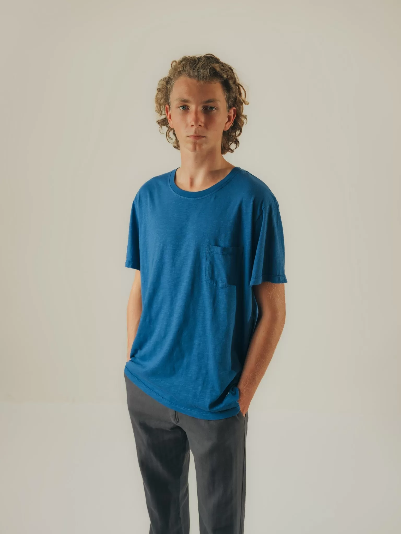 T-SHIRT REVERSIBLE RIB STEEL BLUE