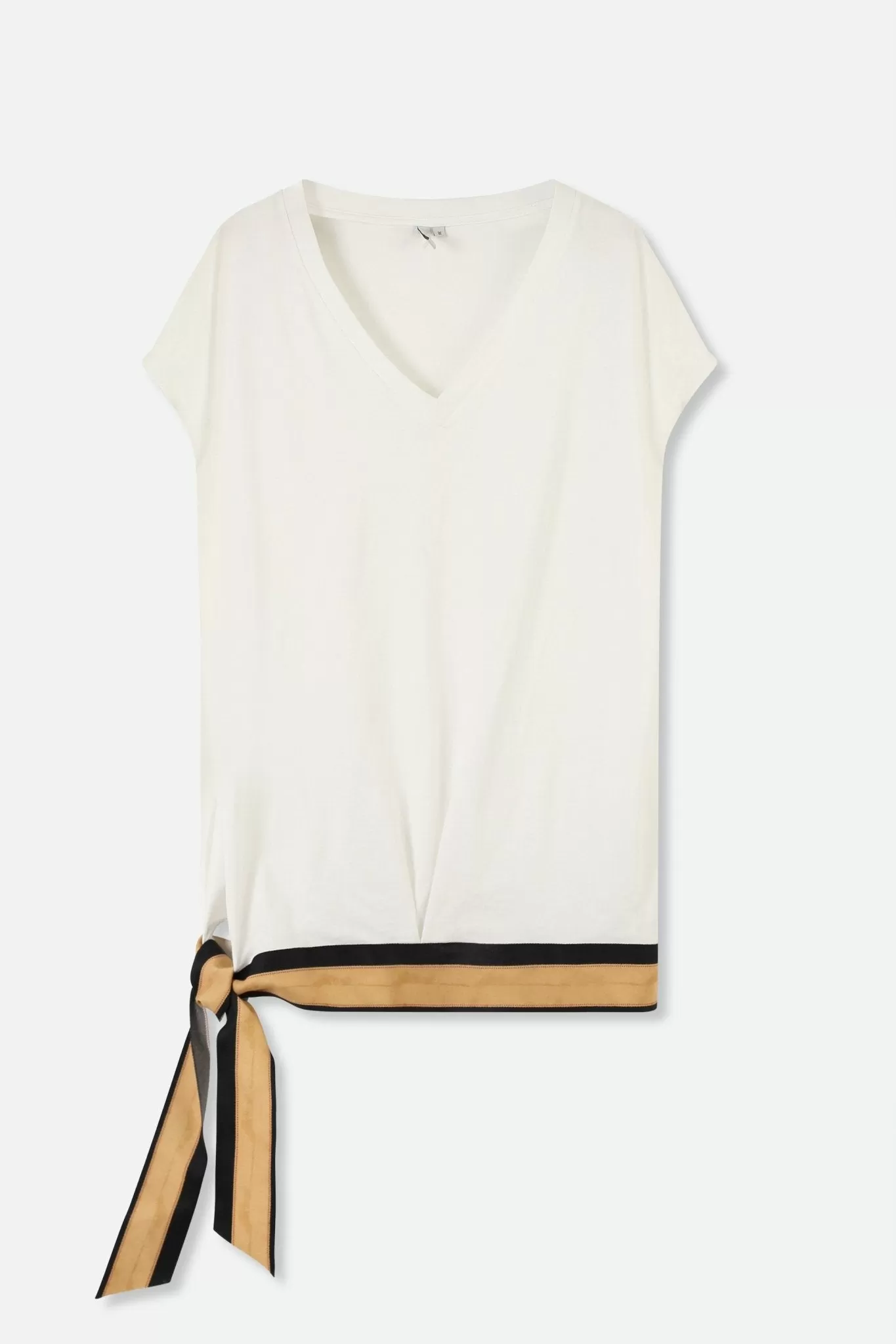 V-NECK TIE TEE IN ITALIAN COTTON