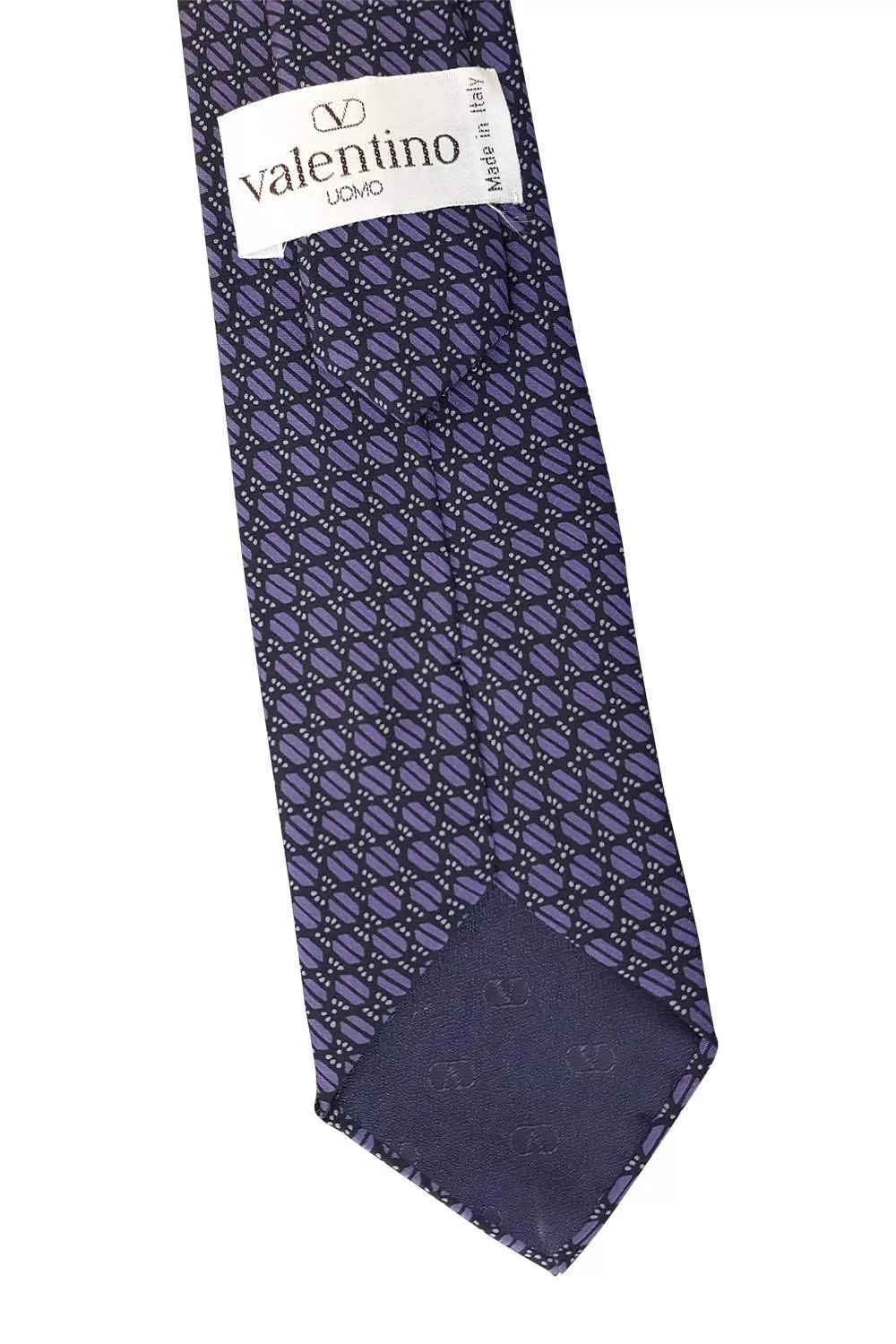 VALENTINO Vintage 100% Silk Purple Geometric Print Tie (55")