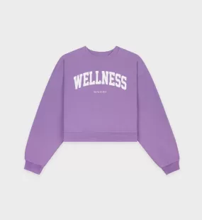 Wellness Ivy Cropped Crewneck - Violet/White